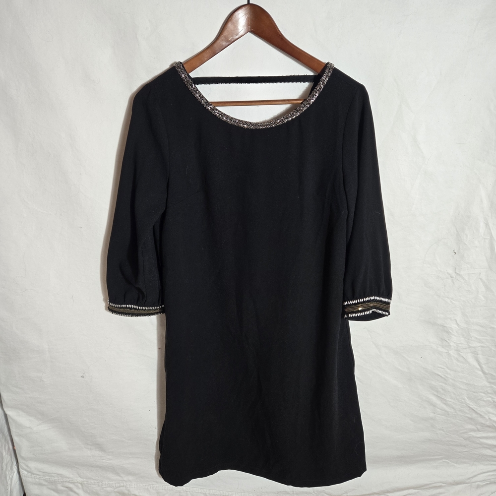 Chic Black Dress with Silver Trim
